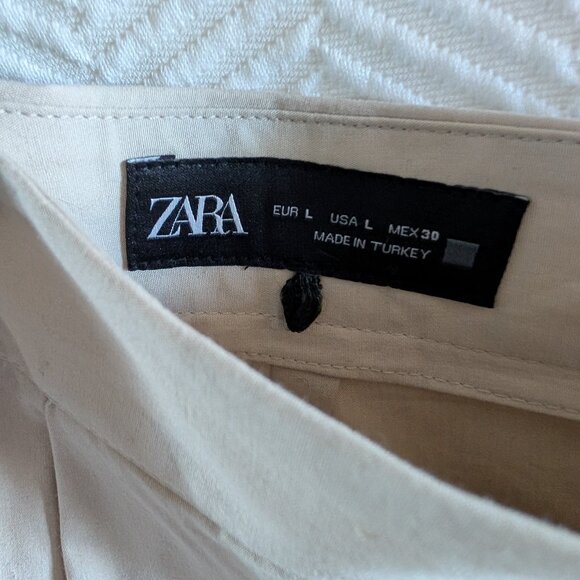 Zara Cotton Beige Maxi Skirt Size Large Flowy Summer Neutral Boho Minimalist - Picture 2 of 10